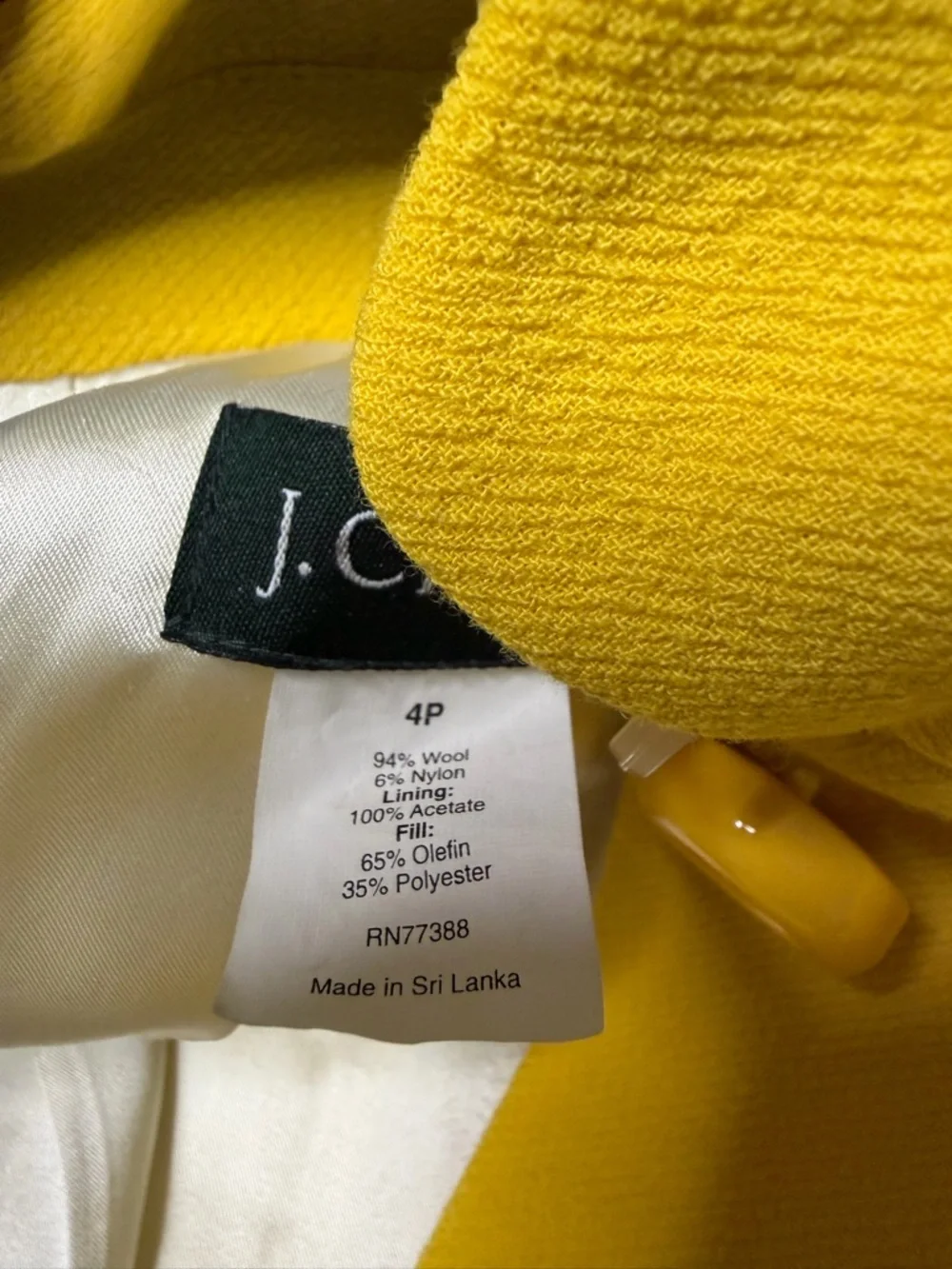 J. Crew Bright Yellow Wool Pea Coat - Picture 5 of 5